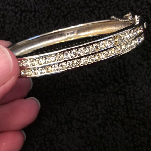 Vintage Swarovski Silver Crystal Bangle Bracelet - Picture 2 of 16